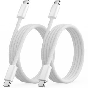 USB C to USB C Cable 3FT 2 Pack, Nylon Braided 60W Type C Charger Fast Charging, iPhone 15 16 17 Charger Cord, USBC to USBC Cable for iPhone 15 16 17 Pro Plus Pro Max/iPad Pro/Air
