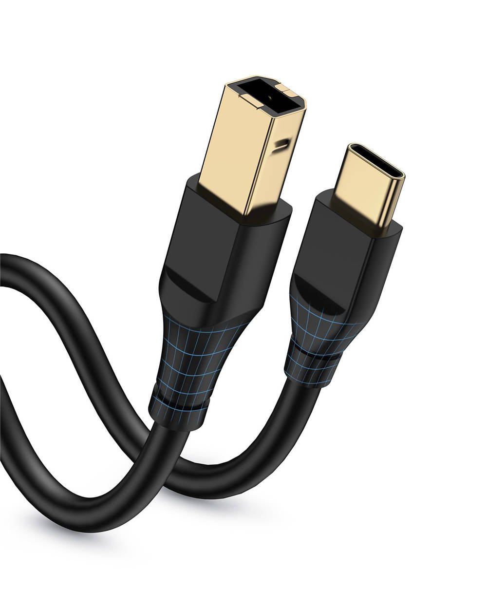 HP Printer Cable 6ft, Square USB A to USB B Cable for Printer/Scanner Epson, HP, Canon, Brother, Ethernet Print Smoothly Connect to Computer/Laptop/Pc - USB 2.0 Type B Impresora Midi Long Cord, 6 Foot