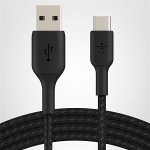 USB C zu USB A Kabel, 3.3ft, 15W - Typ C Ladegerät, iPhone Ladekabel, geflochten, flexibel für iPhone 17 & 16, Galaxy S25, Pixel 10, iPad Pro, AirPods Pro, Switch 2 & mehr, CarPlay - Schwarz