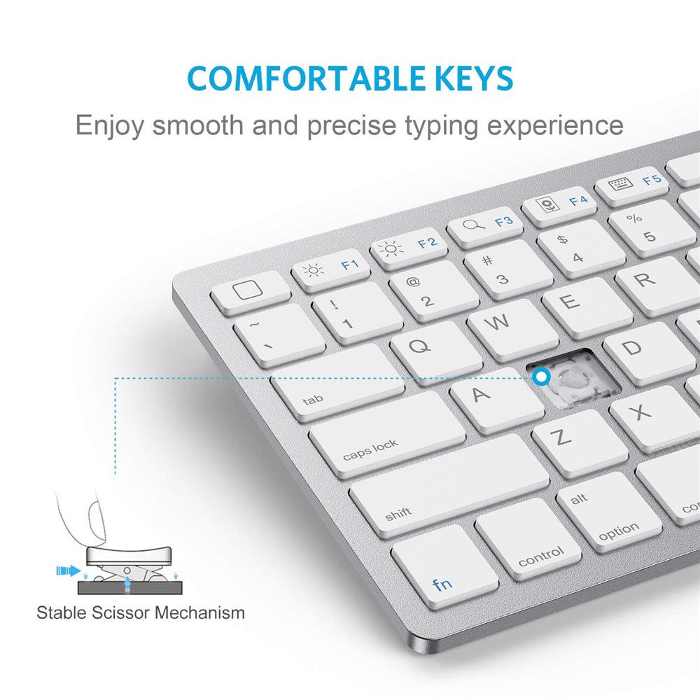 Bluetooth Keyboard Compatible with iPad 10th Generation, iPad 10.2 (9th/8th/7th), iPad Pro 13/12.9/11 inch, iPad Air/Mini and More iOS Devices, White - Afbeelding 5
