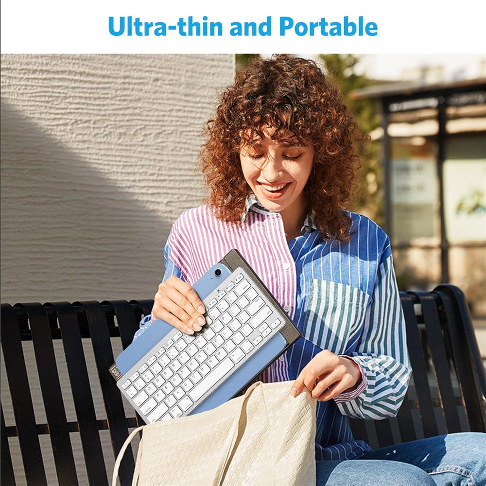 Bluetooth Keyboard Compatible with iPad 10th Generation, iPad 10.2 (9th/8th/7th), iPad Pro 13/12.9/11 inch, iPad Air/Mini and More iOS Devices, White - Afbeelding 7
