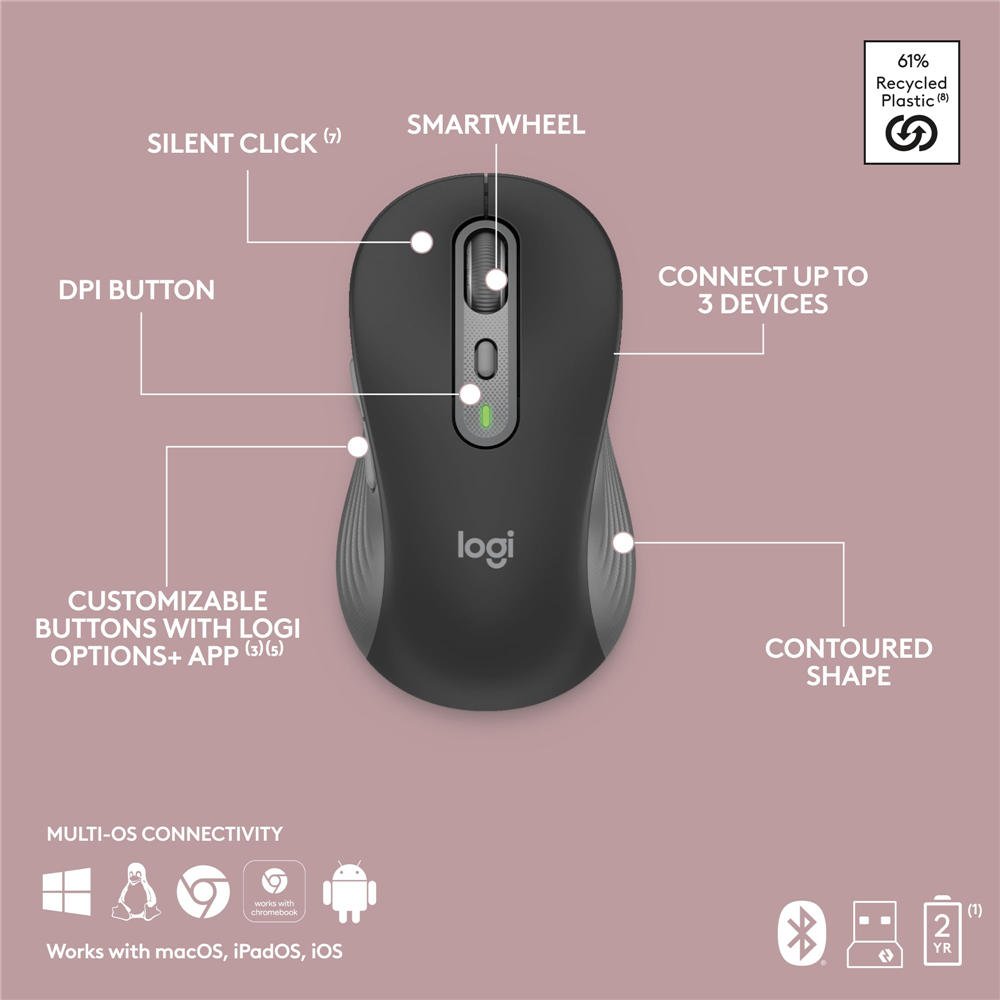 Signature Slim K950 Wireless Keyboard, Sleek Design, Switch Typing Between Devices, Quiet Typing, Bluetooth, Multi-OS, Windows, Mac, Chrome - Graphite - Image 11