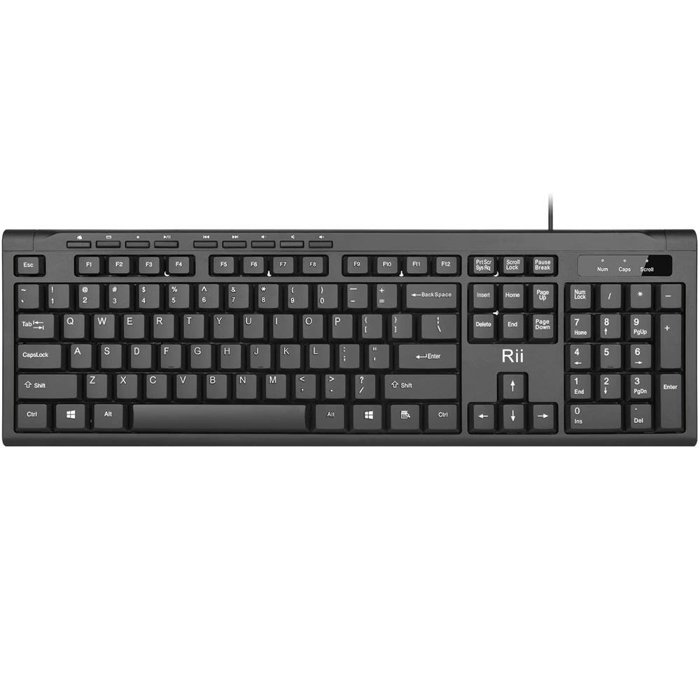 RK907 Ultraflache, kompakte, kabelgebundene USB-Tastatur für Mac und PC, Windows 10/8 / 7 / Vista/XP (Schwarz)