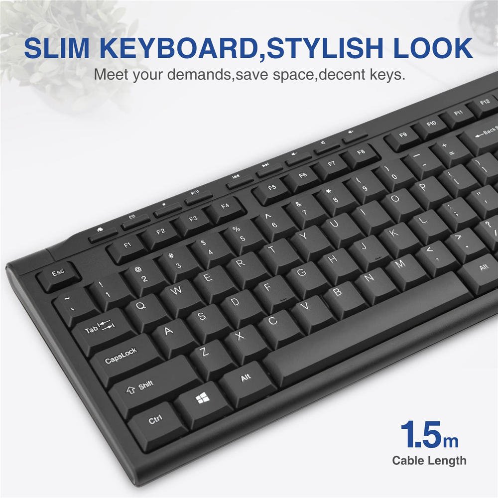 RK907 Ultra-Slim Compact USB Wired Keyboard for Mac and PC,Windows 10/8 / 7 / Vista/XP (Black) – Bild 3