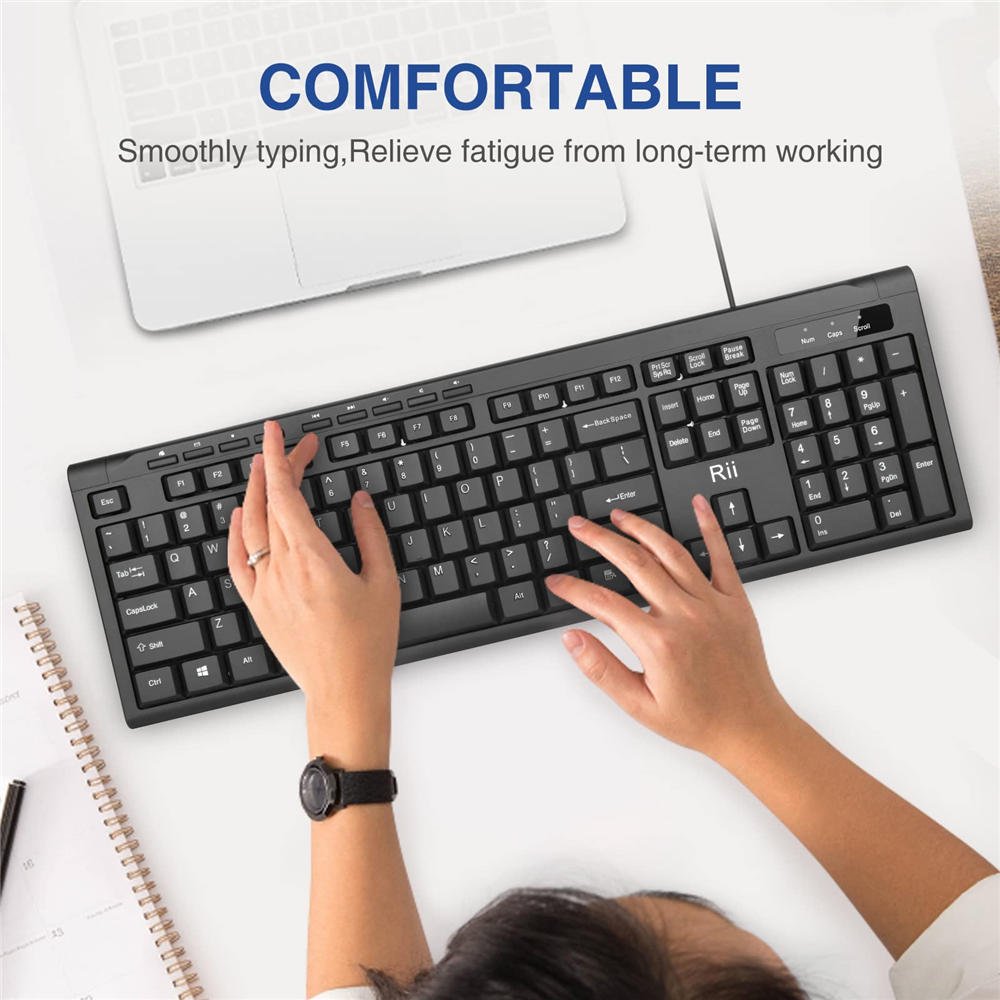 RK907 Ultra-Slim Compact USB Wired Keyboard for Mac and PC,Windows 10/8 / 7 / Vista/XP (Black) – Bild 5