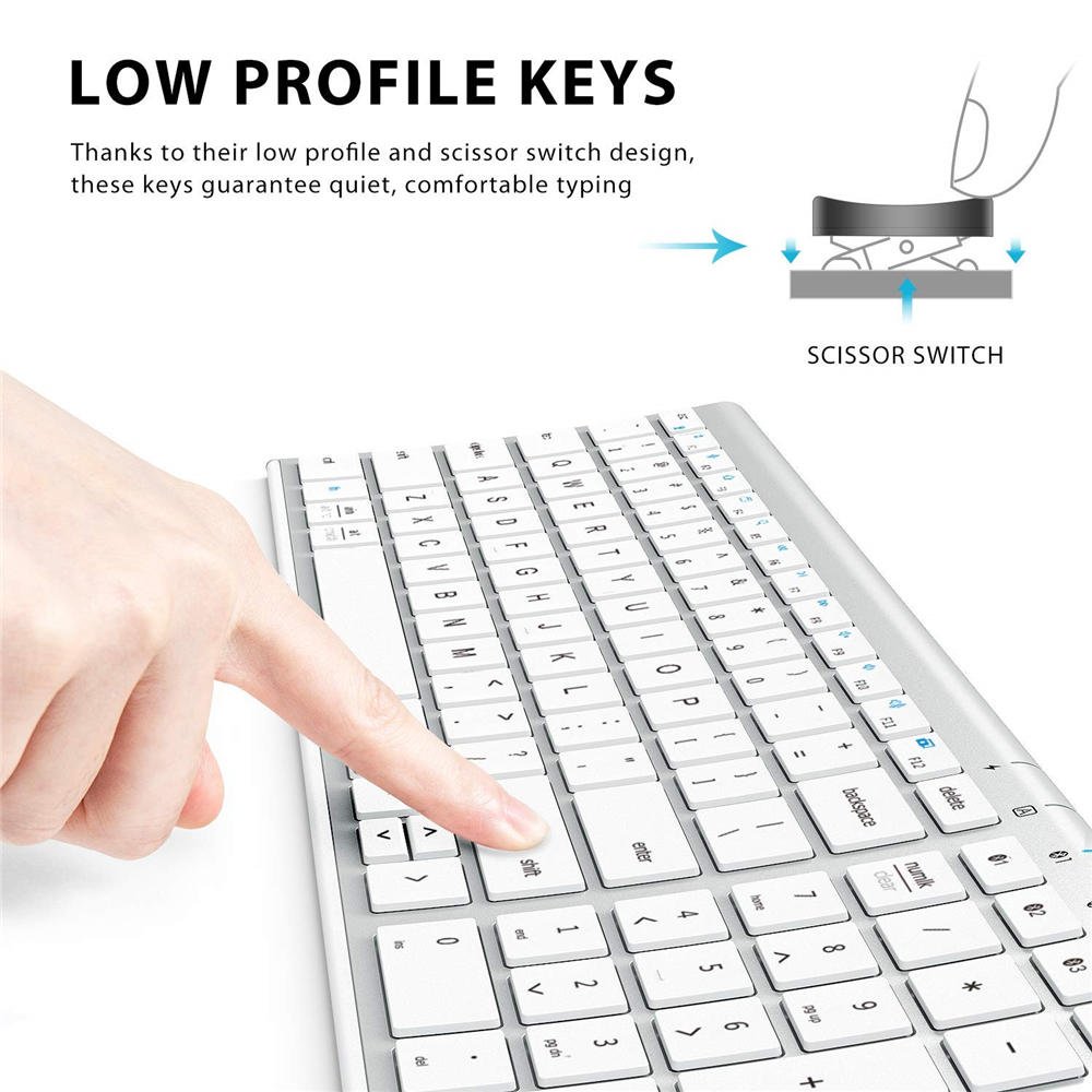 BK10 Bluetooth Keyboard, Universal Bluetooth 5.1 Wireless Keyboard with Number Pad, Ergonomic Design, Multi-Device Compatibility, Stable Connection for Mac, iPad, iPhone, Android, Windows - Immagine 3