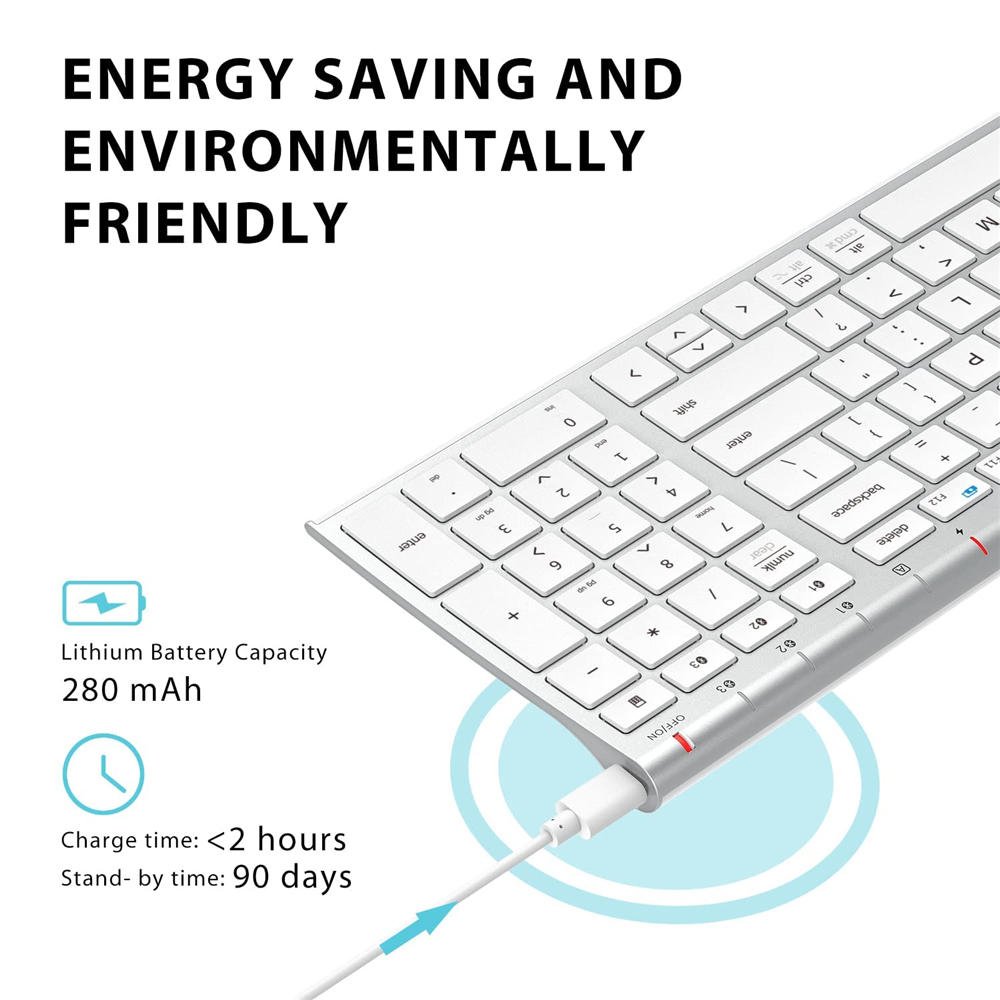 BK10 Bluetooth Keyboard, Universal Bluetooth 5.1 Wireless Keyboard with Number Pad, Ergonomic Design, Multi-Device Compatibility, Stable Connection for Mac, iPad, iPhone, Android, Windows - Immagine 6
