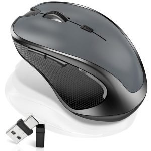 Maus für MacBook Kabellose Bluetooth Maus Laptop MacBook Air Mac Pro Wiederaufladbar Leise PC iPad Optische Maus mit Jiggler Dual Mode Schalter Bluetooth 5.2/3.0 und 2.4GHz USB Typ-C Empfänger Schwarz