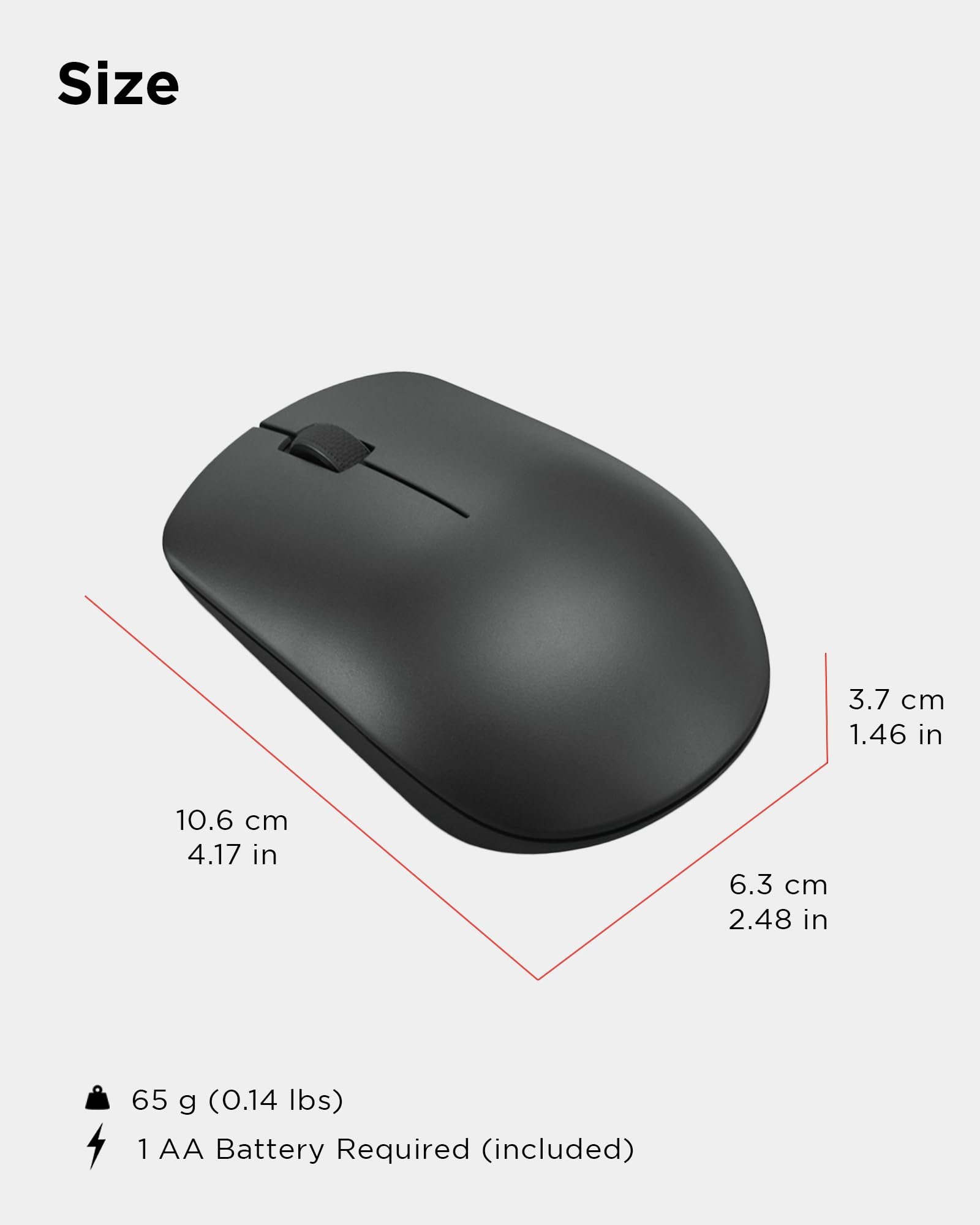 530 Wireless Mouse – Full Size Computer Mouse for PC, Laptop, Windows Computer - 2.4 GHz Nano USB Receiver - Ambidextrous Design - 12 Months Battery Life – Cordless - Image 4