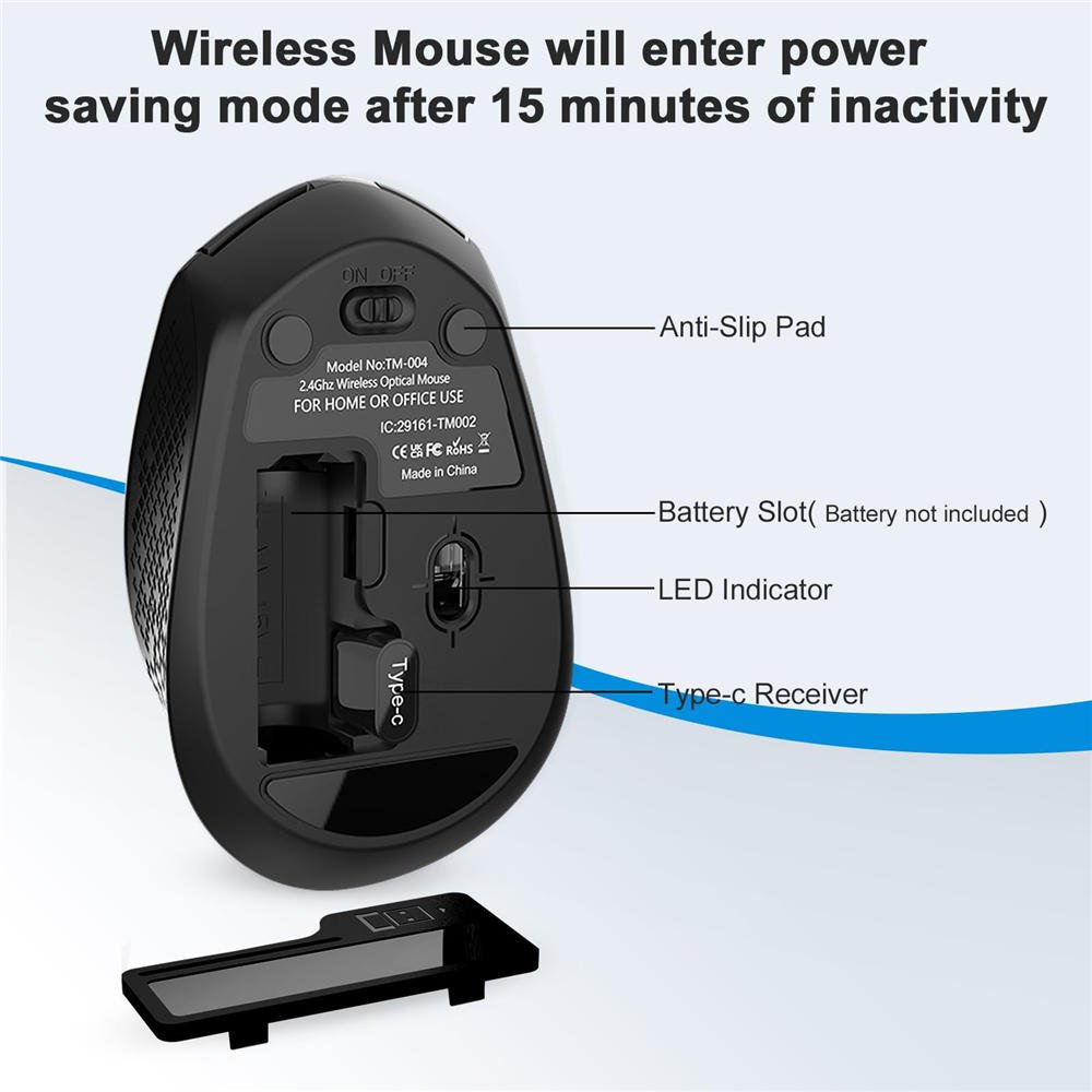 USB C Wireless Mouse, Type C Silent Mouse for MacBook Air/Pro, 2.4G Cordless Computer Mice with 6 Buttons and 3 Adjustable DPI for Mac, Laptop, Desktop, PC - Imagen 2
