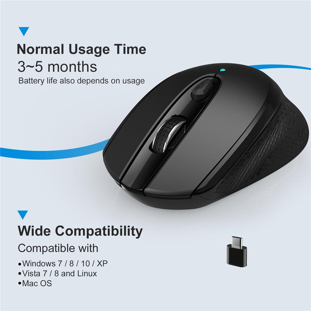USB C Wireless Mouse, Type C Silent Mouse for MacBook Air/Pro, 2.4G Cordless Computer Mice with 6 Buttons and 3 Adjustable DPI for Mac, Laptop, Desktop, PC - Imagen 4