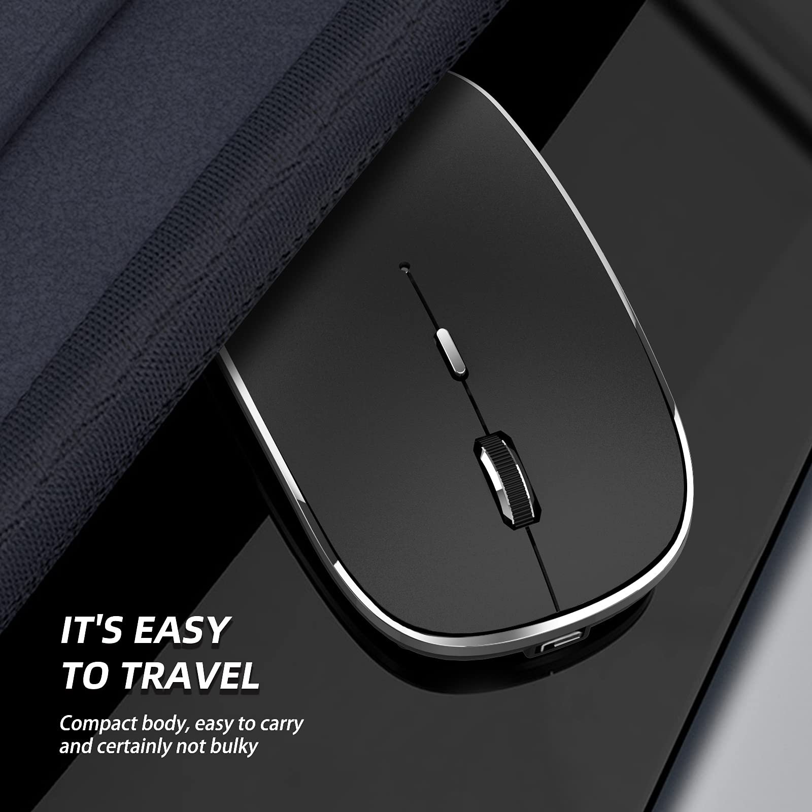 Wireless Mouse Chargeable Portable Silent USB-A and Type-C Dual Mode Wireless Mouse 3 Adjustable DPI for Laptop, Mac, Android, PC (Q23S Black) (Black) – Bild 8