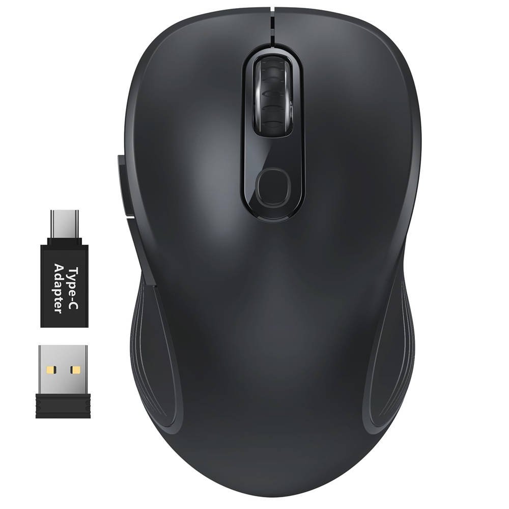 Ratón inalámbrico 2.4G para portátil, ratón de ordenador ergonómico con receptor USB y 3 niveles ajustables, ratón inalámbrico de 6 botones para Windows Mac PC portátil (gris)