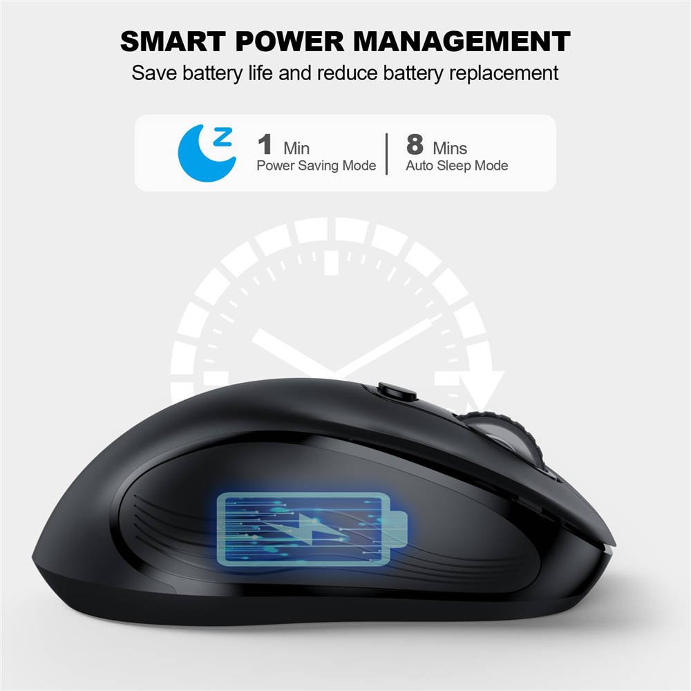 2.4G Wireless Mouse for Laptop, Ergonomic Computer Mouse with USB Receiver and 3 Adjustable Levels, 6 Button Wireless Mice for Windows Mac PC Notebook (Grey) - Imagen 2
