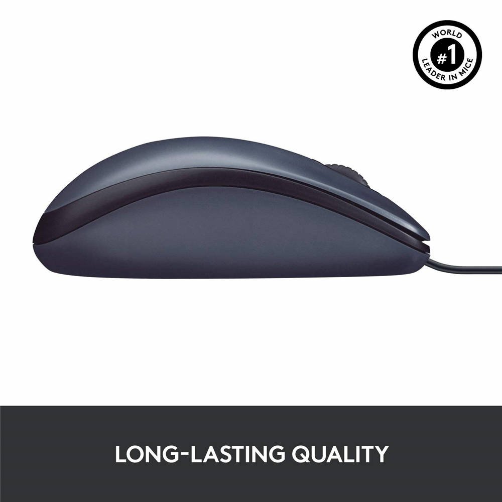 B100 Wired Mouse for Computer and Laptop, USB Corded Mouse, Right or Left Hand Use - Black - Imagen 2